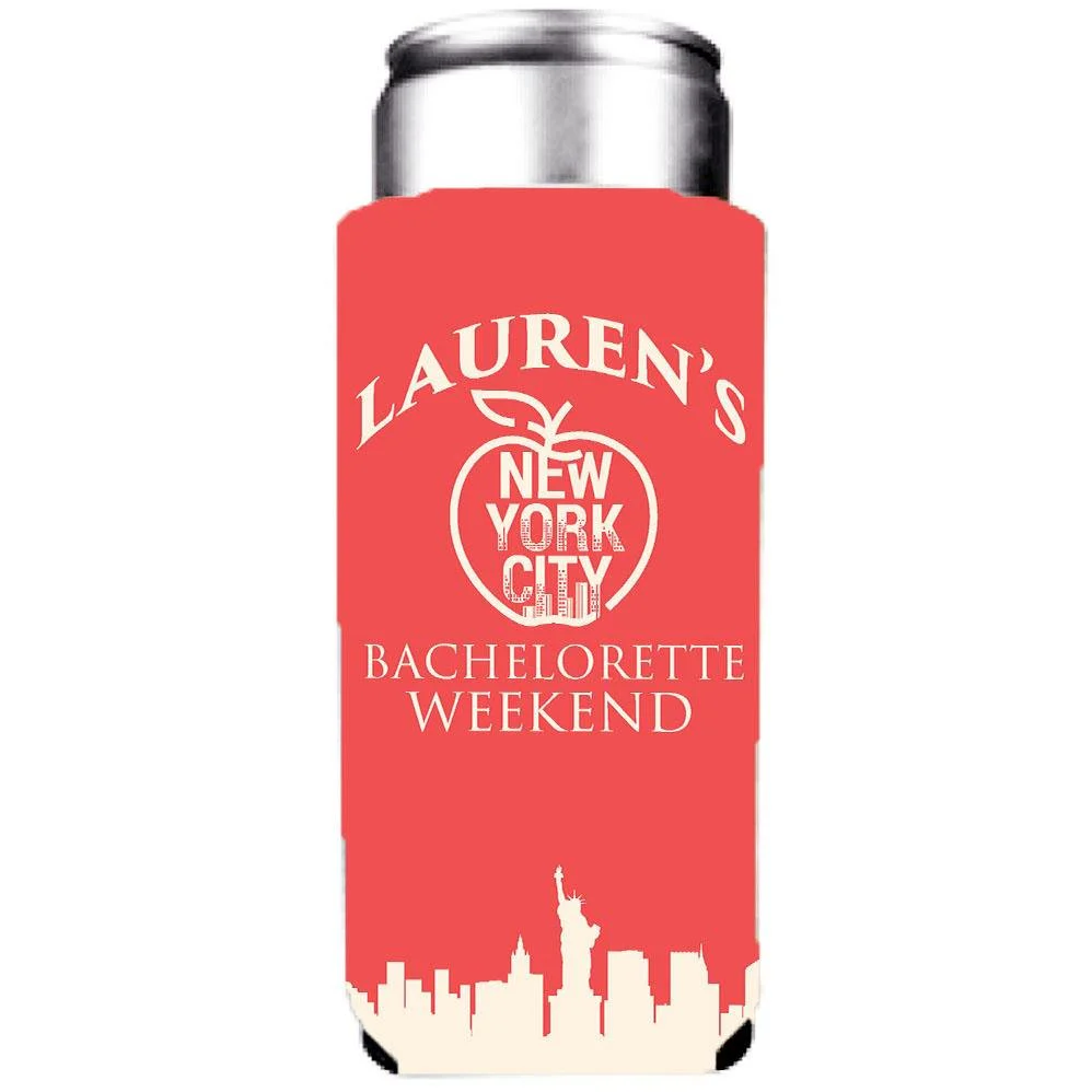 NYC Babes in the City Bachelorette Party Custom Can Cooler Set - Image 5