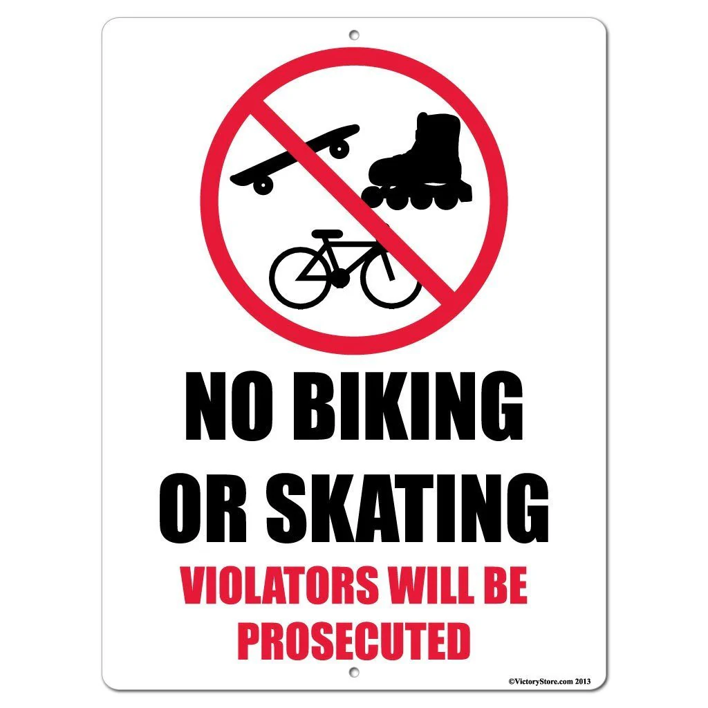 No Biking or Skating Sign or Sticker - Image 4
