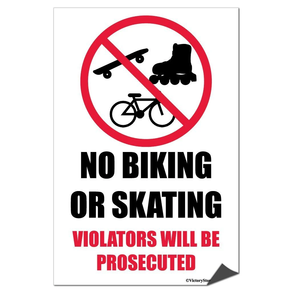 No Biking or Skating Sign or Sticker - Image 5