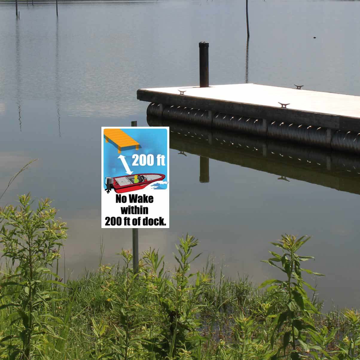 No Wake Within 100/200 Feet of Dock Sign or Sticker - Image 6