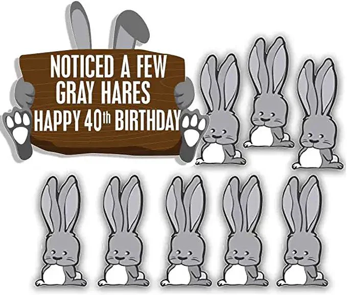 Noticed A Few Gray Hares Happy 40th Birthday Birthday Yard Cards, 9 pc Set - Image 2