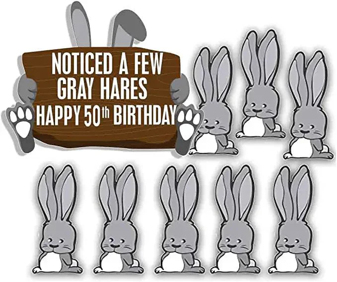 Noticed A Few Gray Hares Happy 50th Birthday Birthday Yard Cards, 9 pc Set - Image 2