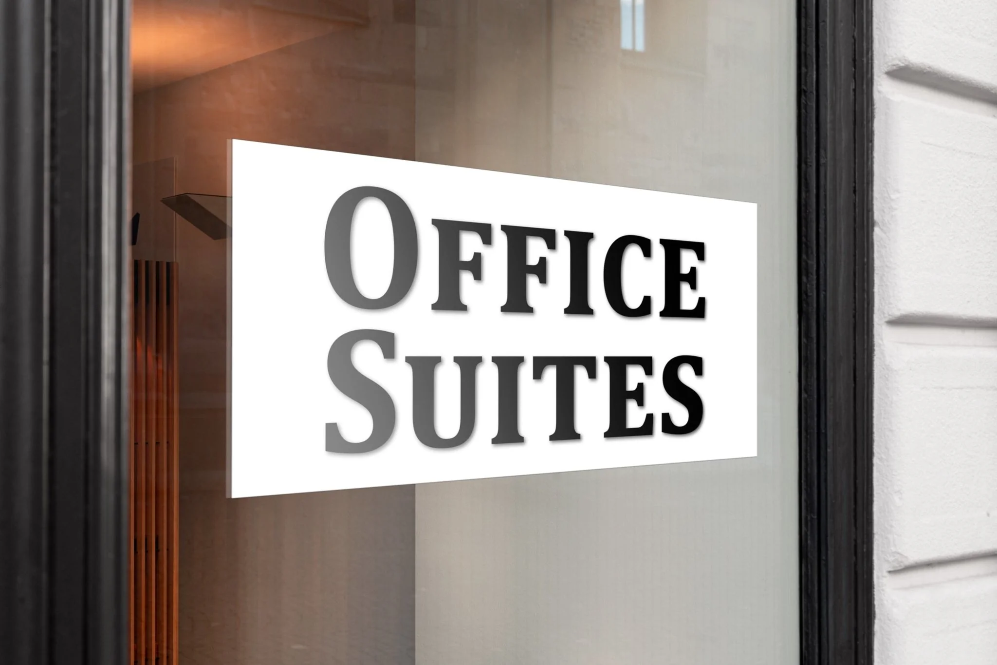 Office Suites Business Sign Cover, Removable Sticker, 17.5"x8", Black and White - Image 3