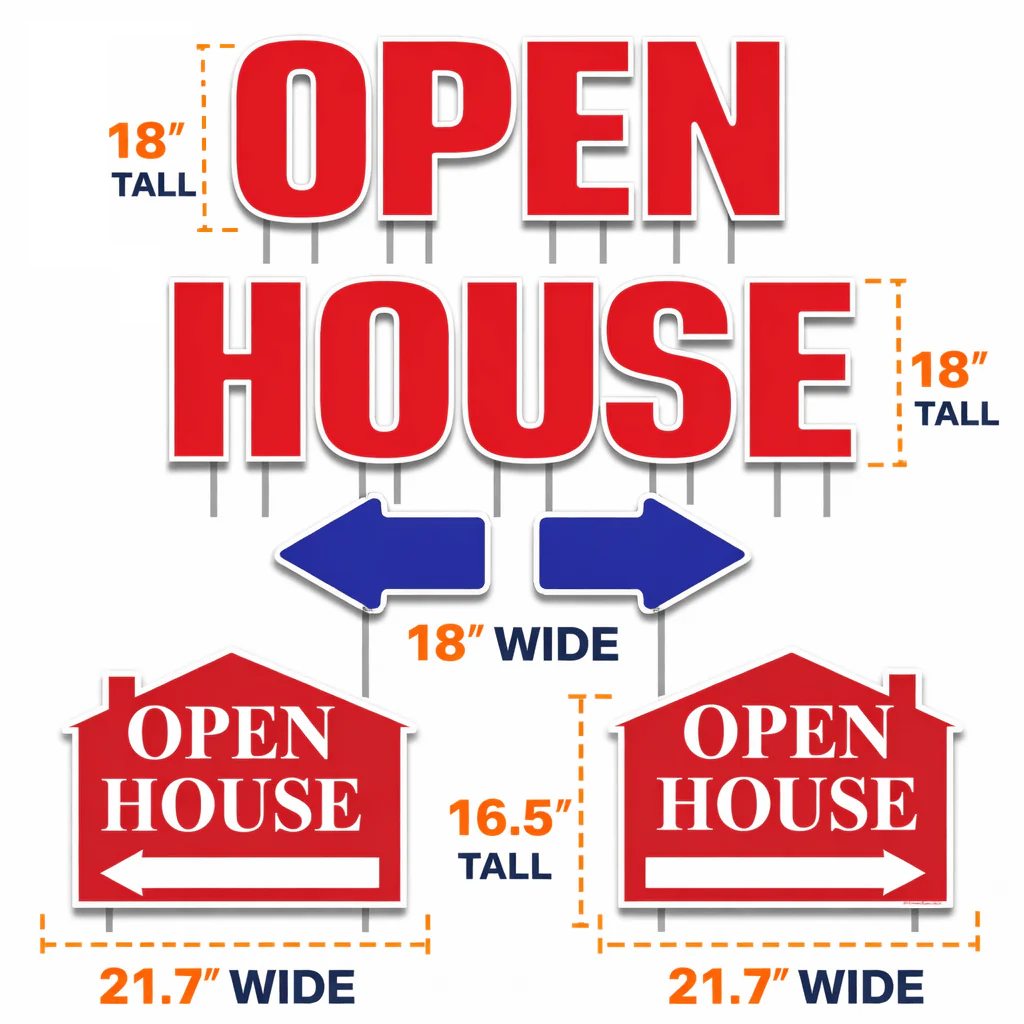 Open House Yard Decorations – 13 Piece Realtor Yard Sign Set with Stakes - Image 2