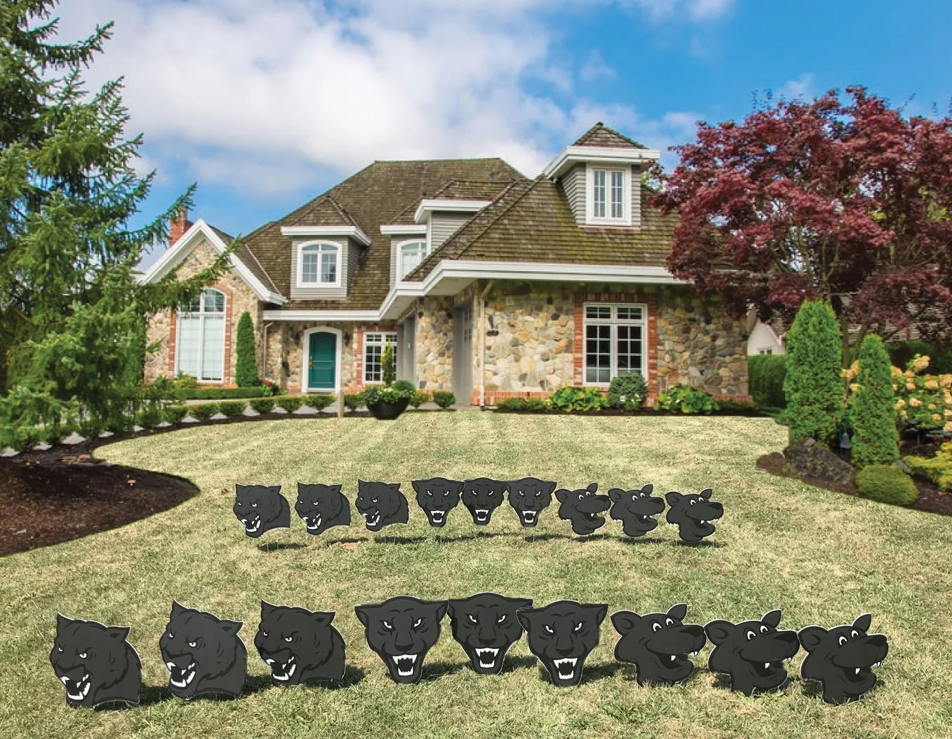 Panther Mascot Yard Sign Accessory Set