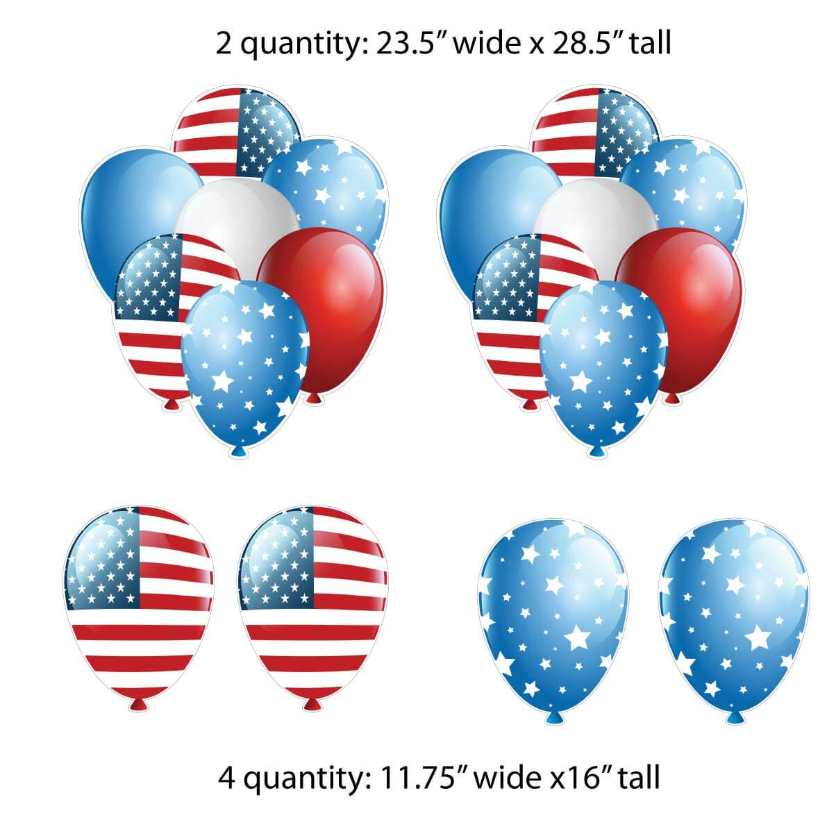 Patriotic Balloons Yard Card Fillers 6 pc set - Image 2