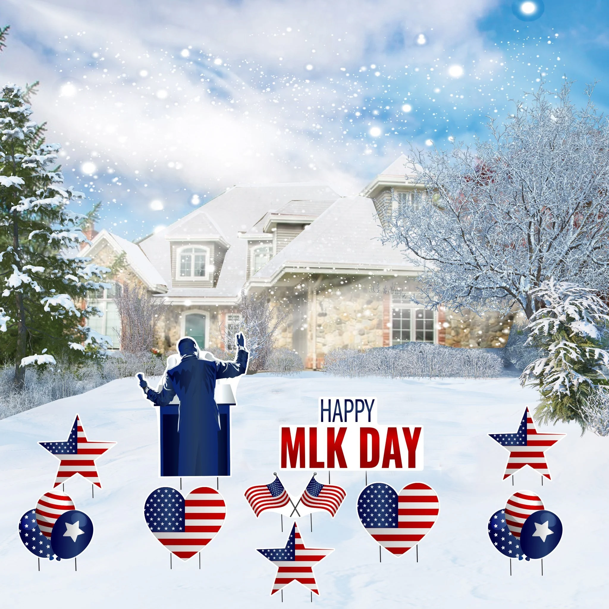 Patriotic Happy MLK Day Yard Card