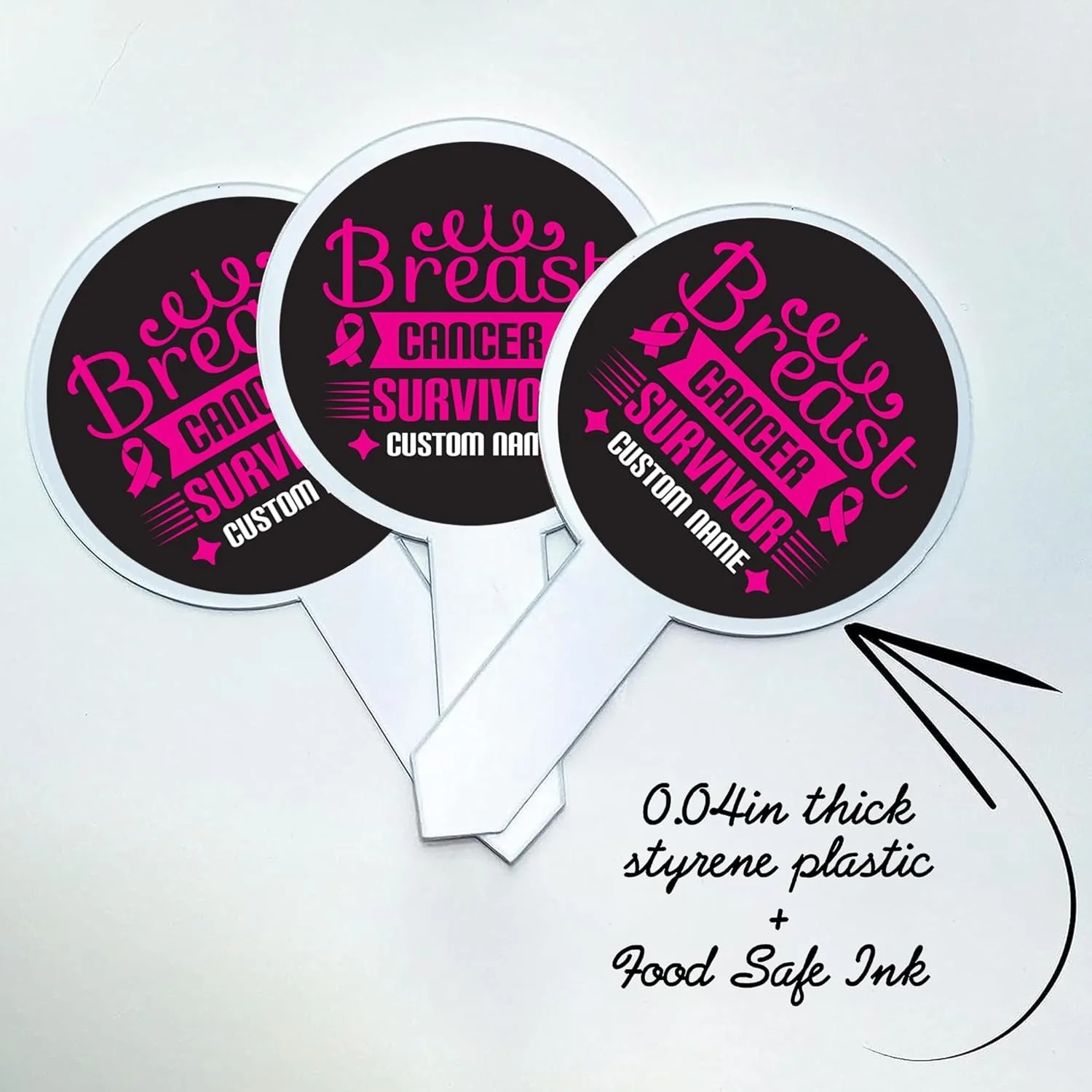 Personalized Breast Cancer Survivor Cupcake Toppers - Image 2