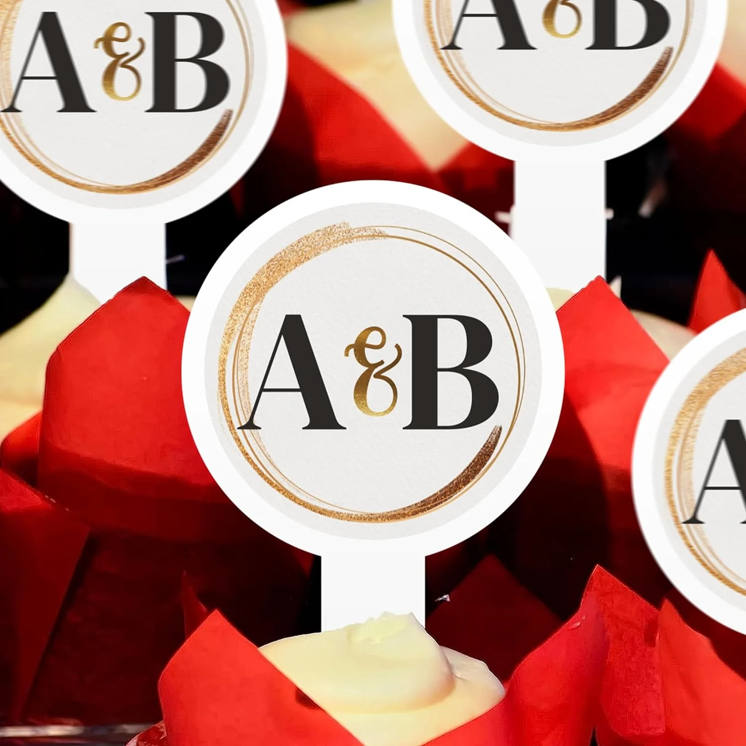 Personalized Gold Streak Wedding Toppers - Image 3