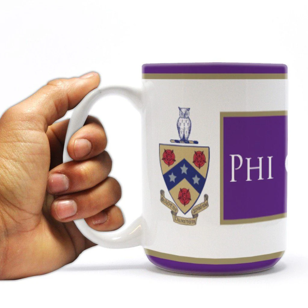 Phi Gamma Delta 15oz Coat of Arms and Striped Coffee Mug