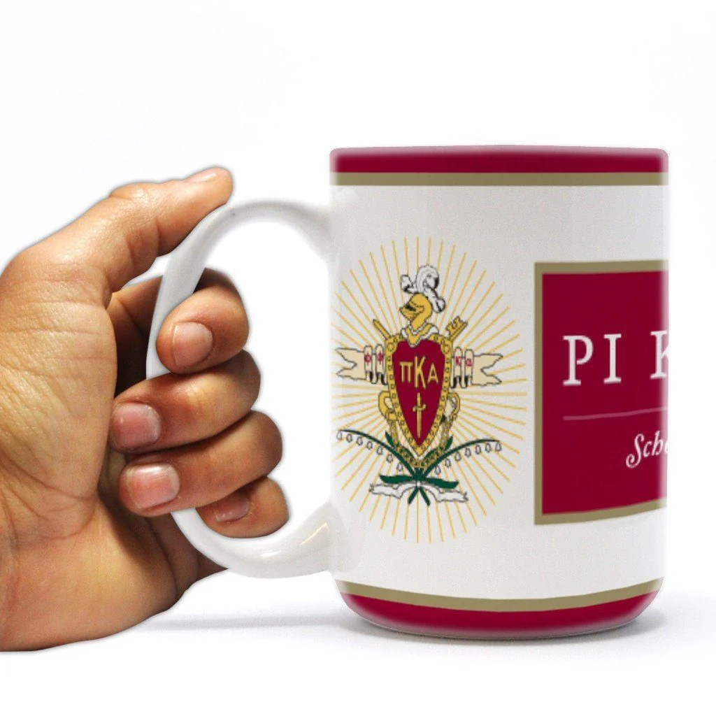 Pi Kappa Alpha 15oz Crest with Stripes Coffee Mug