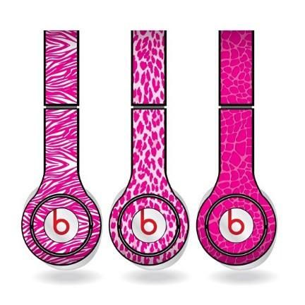 Pink Animal Print Set of 3 Headphone Skins for Beats Solo HD