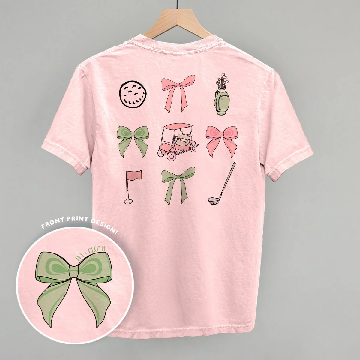 Pink & Green Golf Doodles (Back Print) T-shirt - Image 2
