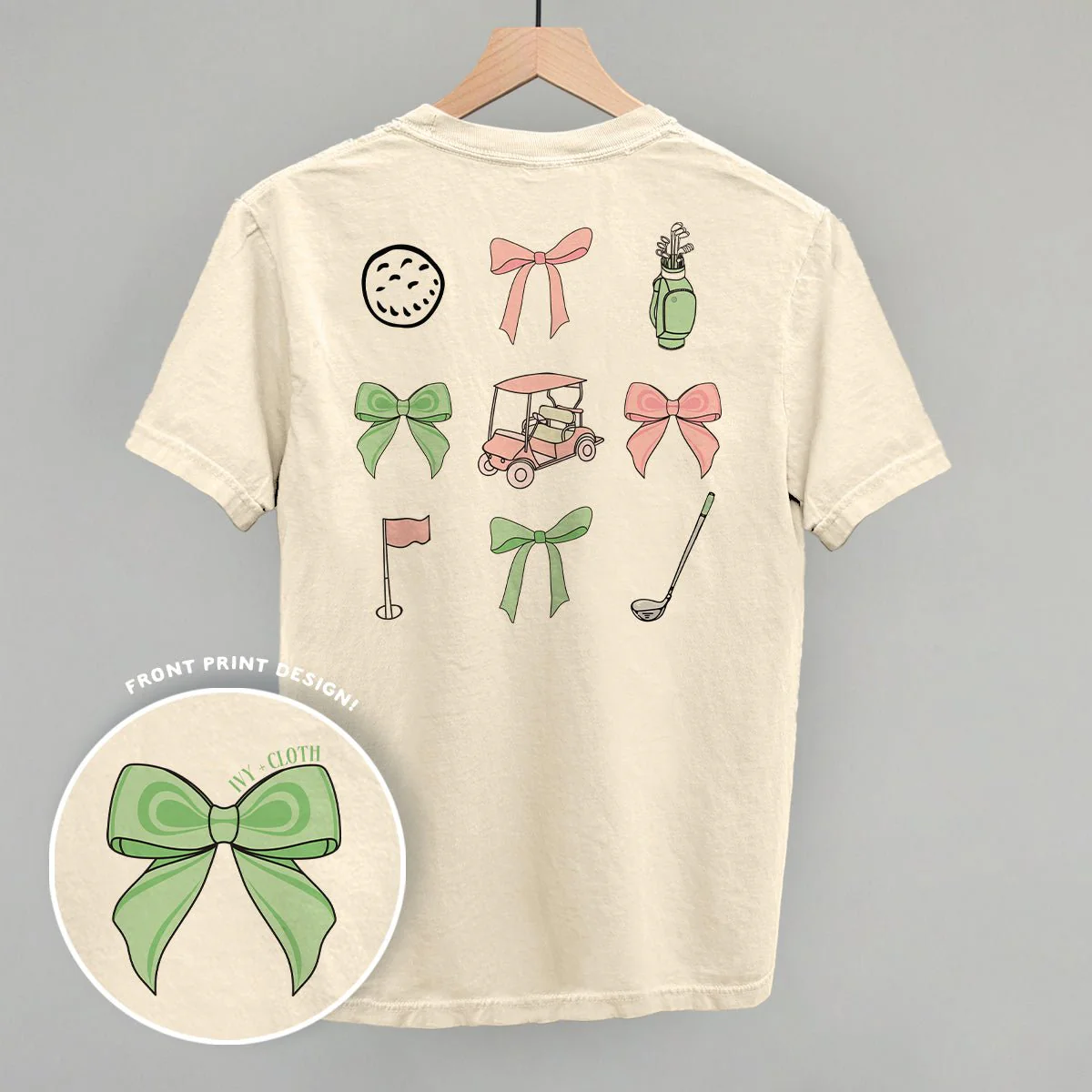 Pink & Green Golf Doodles (Back Print) T-shirt - Image 3