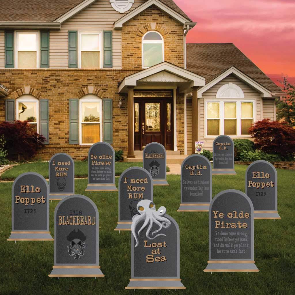 Pirate Tombstones Halloween Yard Card Set of 11