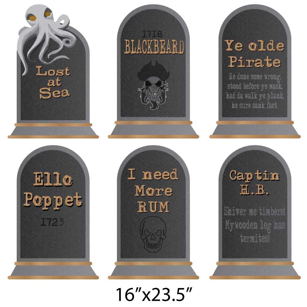 Pirate Tombstones Halloween Yard Card Set of 11 - Image 2