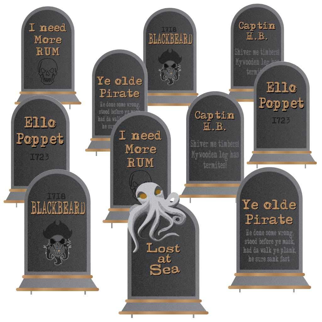 Pirate Tombstones Halloween Yard Card Set of 11 - Image 3