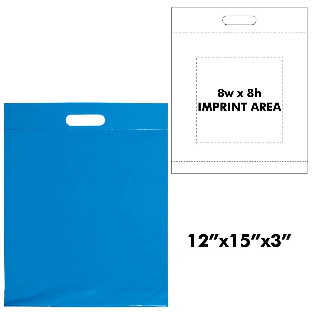 Plastic Die Cut Handle Bags | 12"W x 15"H x 3"L - Image 6