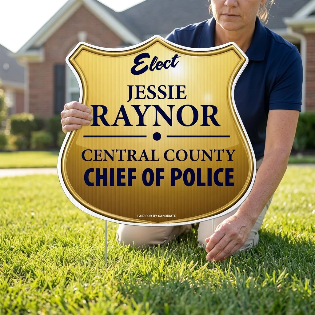 20.5x21.3 Police Badge Shaped Yard Sign - Image 2