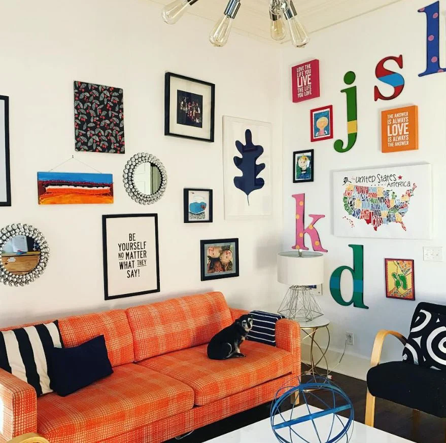 Polka Dot & Striped Hand Painted Letters Wall Decor - Image 2
