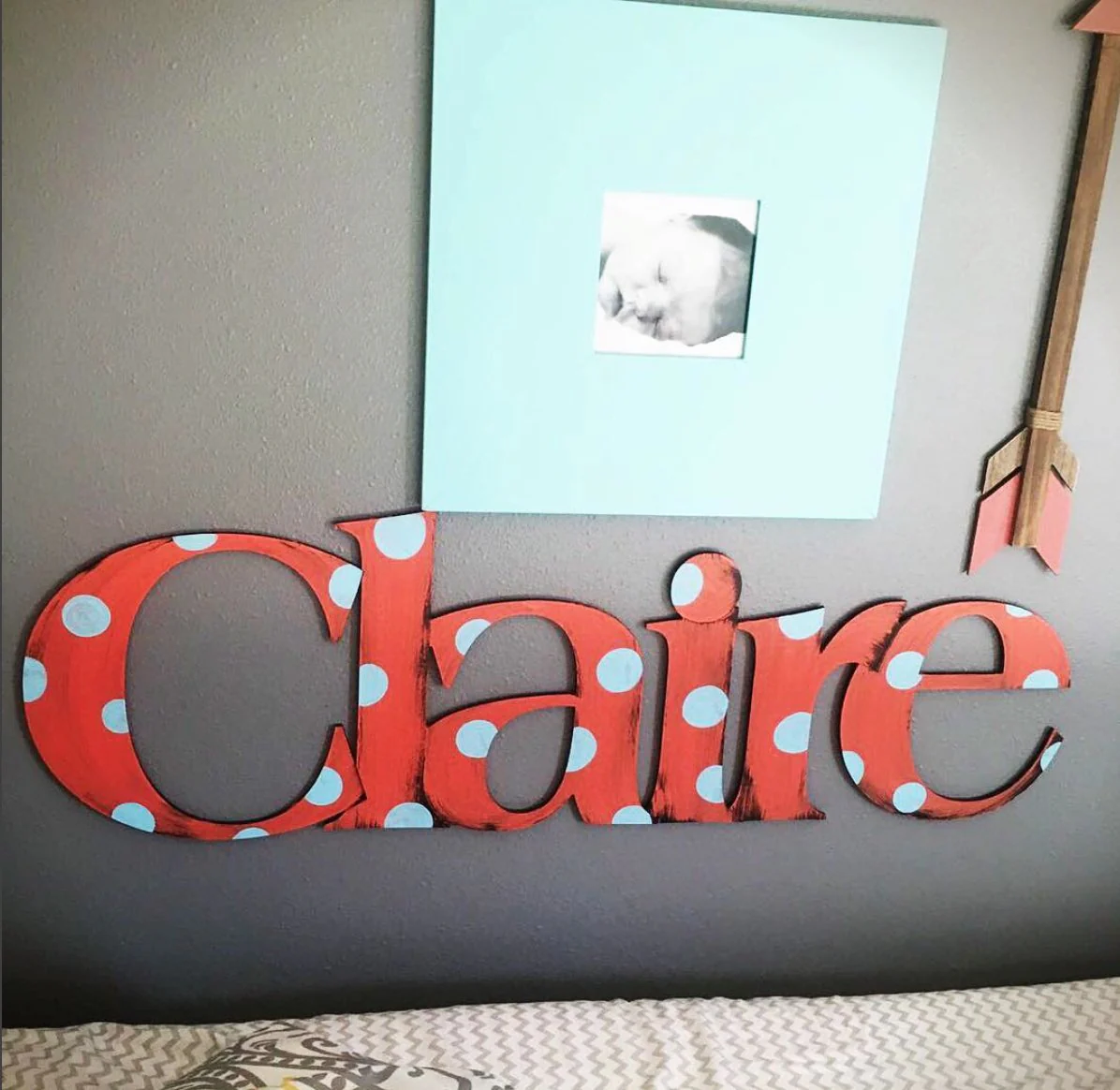 Polka Dot or Stripe Name Wall Decoration - Image 2