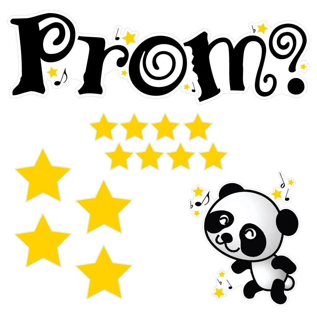 Dancing Panda with Stars and Music Notes Promposal Yard Decoration - Image 2