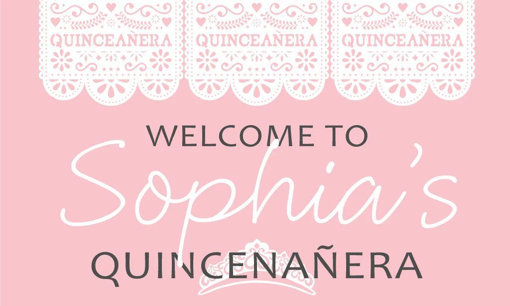 Traditional Paper Cutout Quinceañera Banner - Image 2