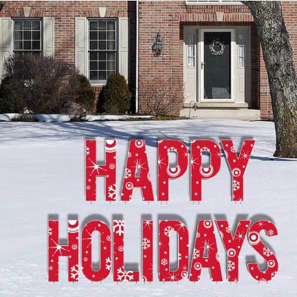 Red Snowflake Happy Holidays Letters Yard Card 13 piece set