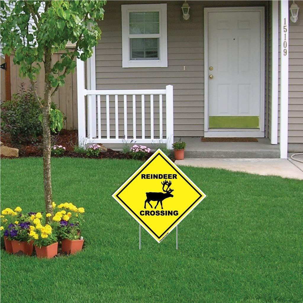 Reindeer Crossing Sign or Sticker