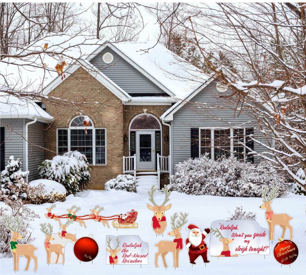 Rudolph the Red Nosed Reindeer Christmas Yard Decoration 11 pc set