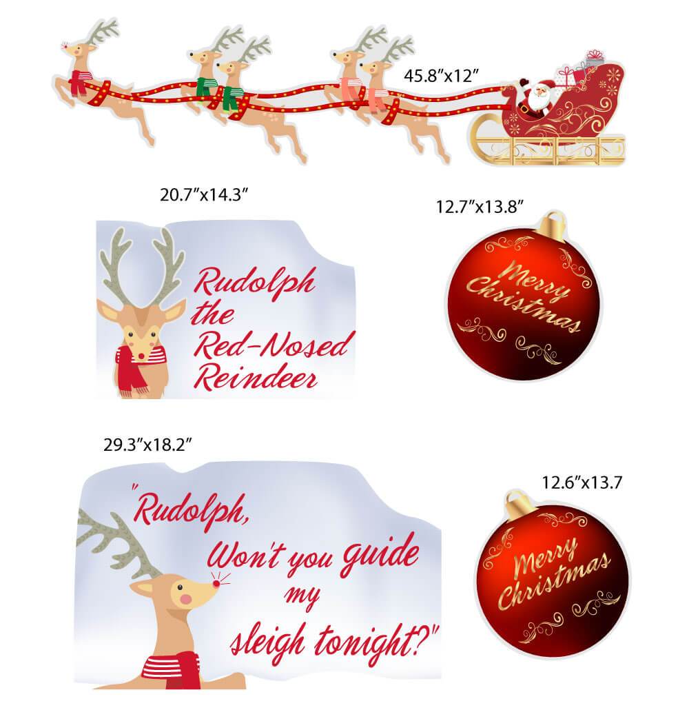 Rudolph the Red Nosed Reindeer Christmas Yard Decoration 11 pc set - Image 2