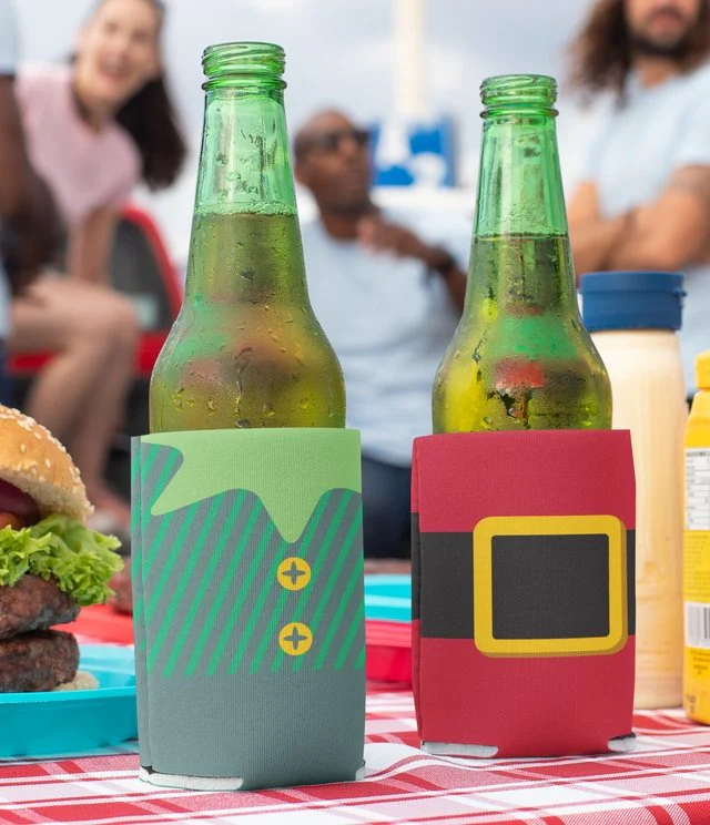 Santa & Elves Christmas Can Coolers Set