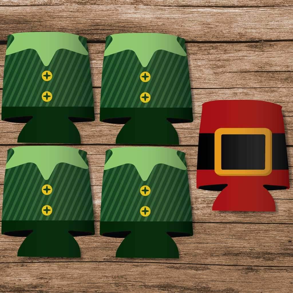 Santa & Elves Christmas Can Coolers Set - Image 3