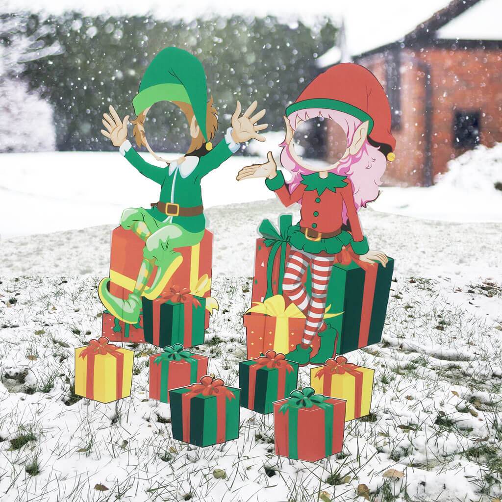 Santas Elves & Presents Photo Props Yard Card Set - Image 2