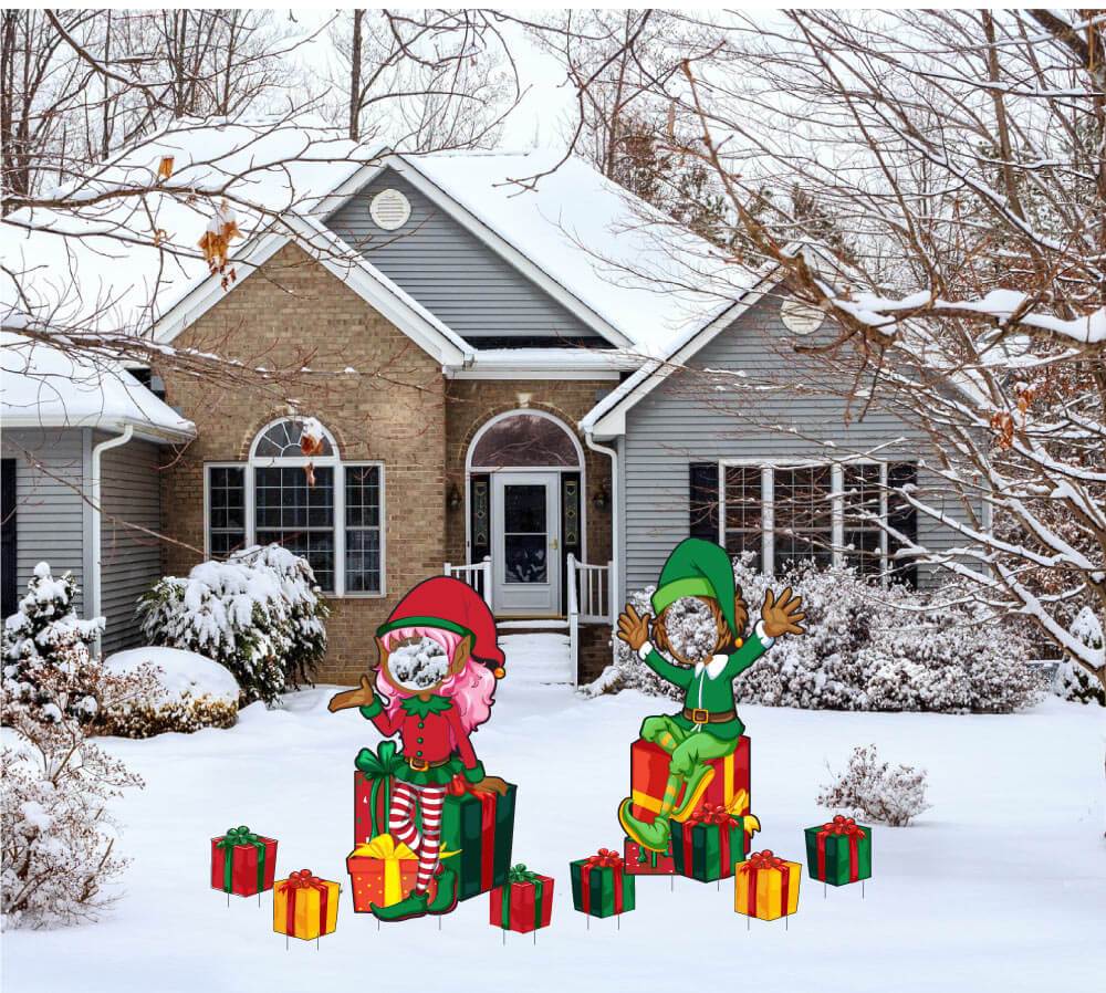 Santas Elves & Presents Photo Props Yard Card Set - Image 3