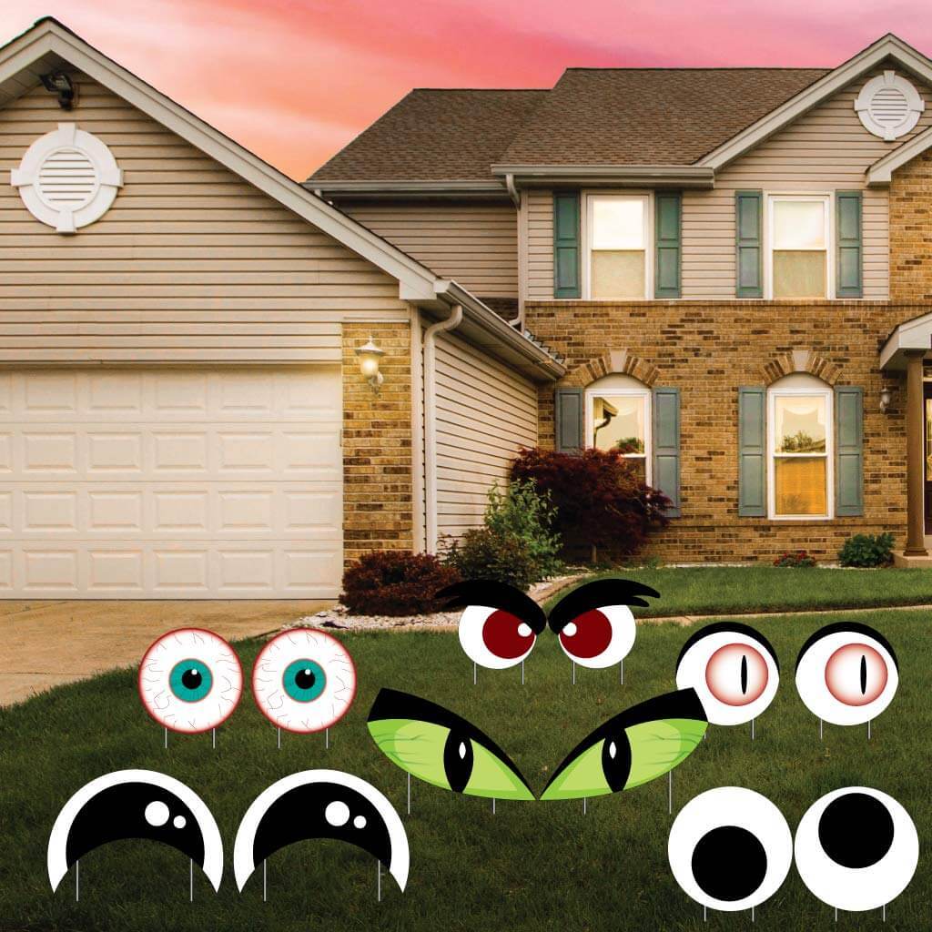 Scary Eyes Halloween Yard Decorations - 12 piece set