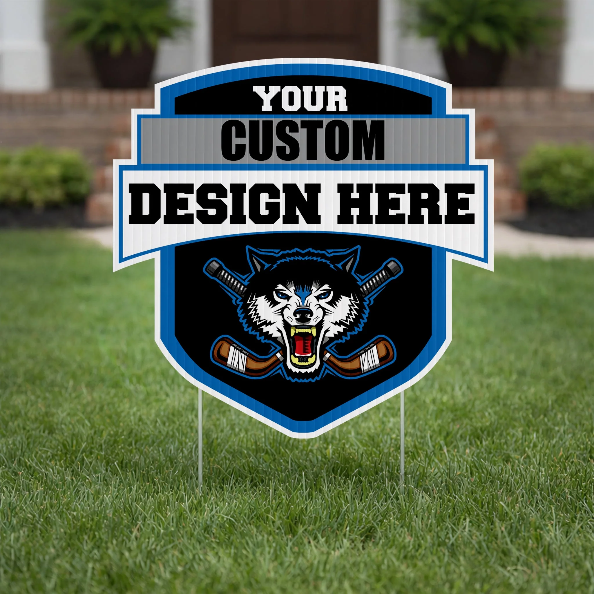 Custom 22x22" Shield with Banner Yard Sign