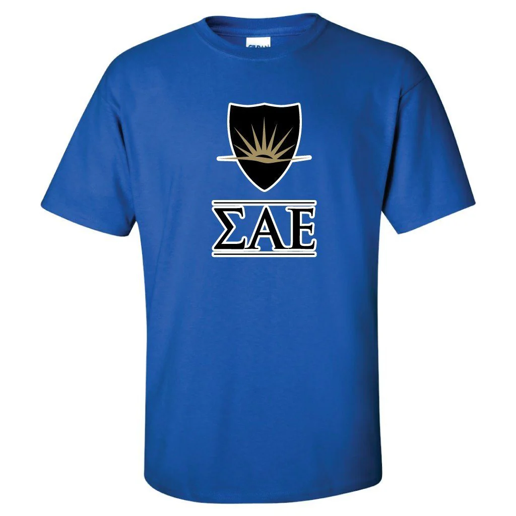 Sigma Alpha Epsilon Greek Letters and Shield T-Shirt - Image 3