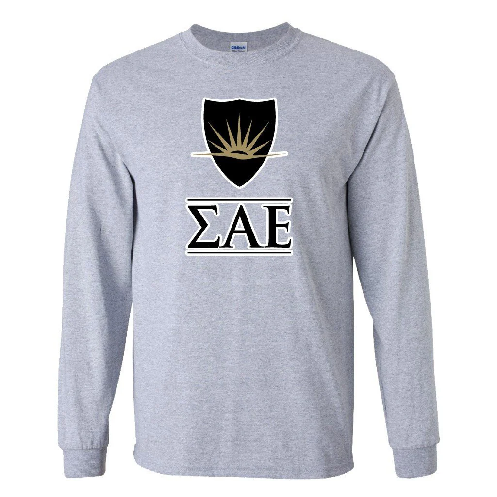 Sigma Alpha Epsilon Shield and Greek Letters Long Sleeve T-shirt - Image 2