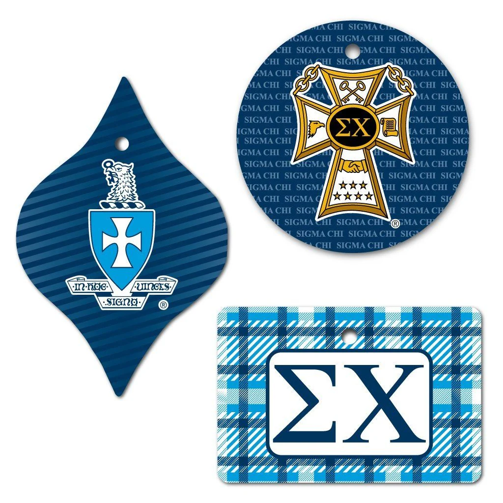 Sigma Chi Ornament Set of 3 Shapes