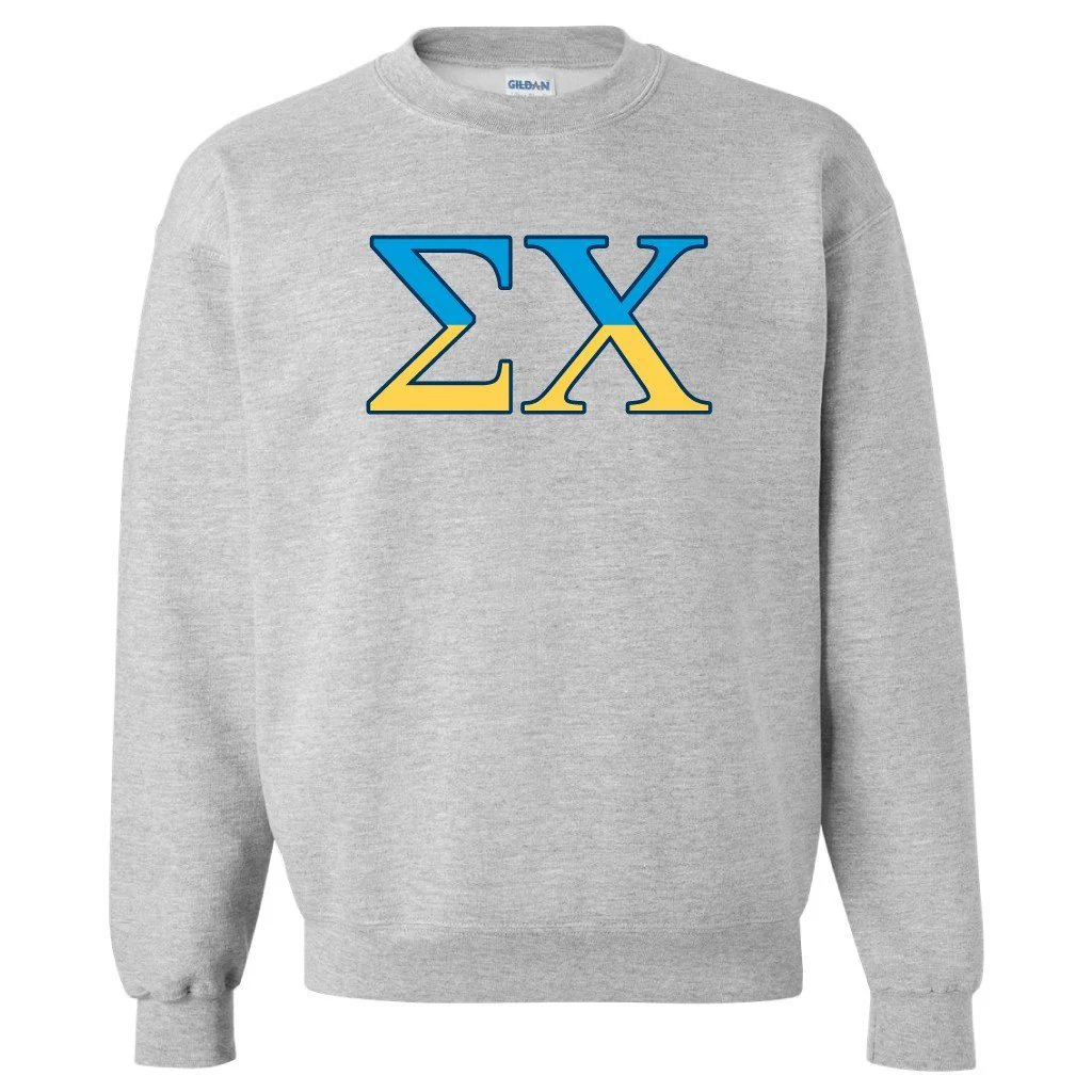 Sigma Chi Greek Letters Sport Gray Crewneck Sweatshirt