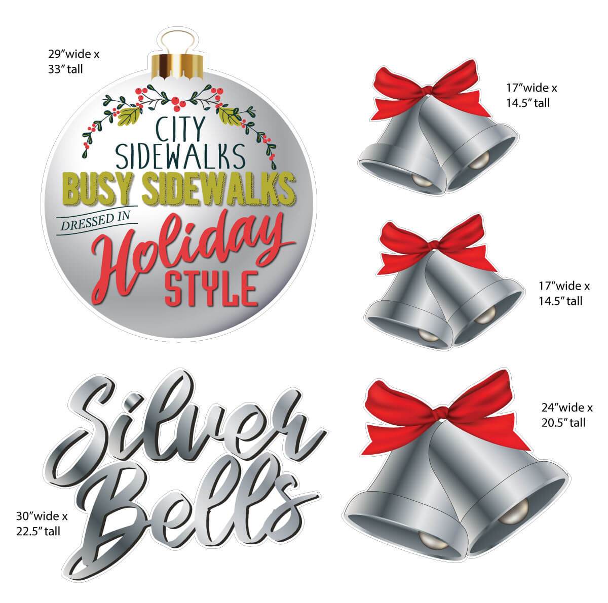 Silver Bells Christmas Song Themed Yard Card Decoration 11 pc set - Image 2