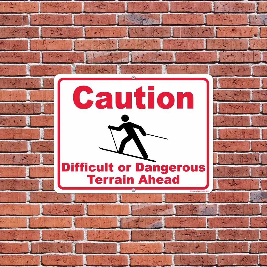 Skiing Caution Difficult or Dangerous Terrain Ahead Sign or Sticker - Image 4