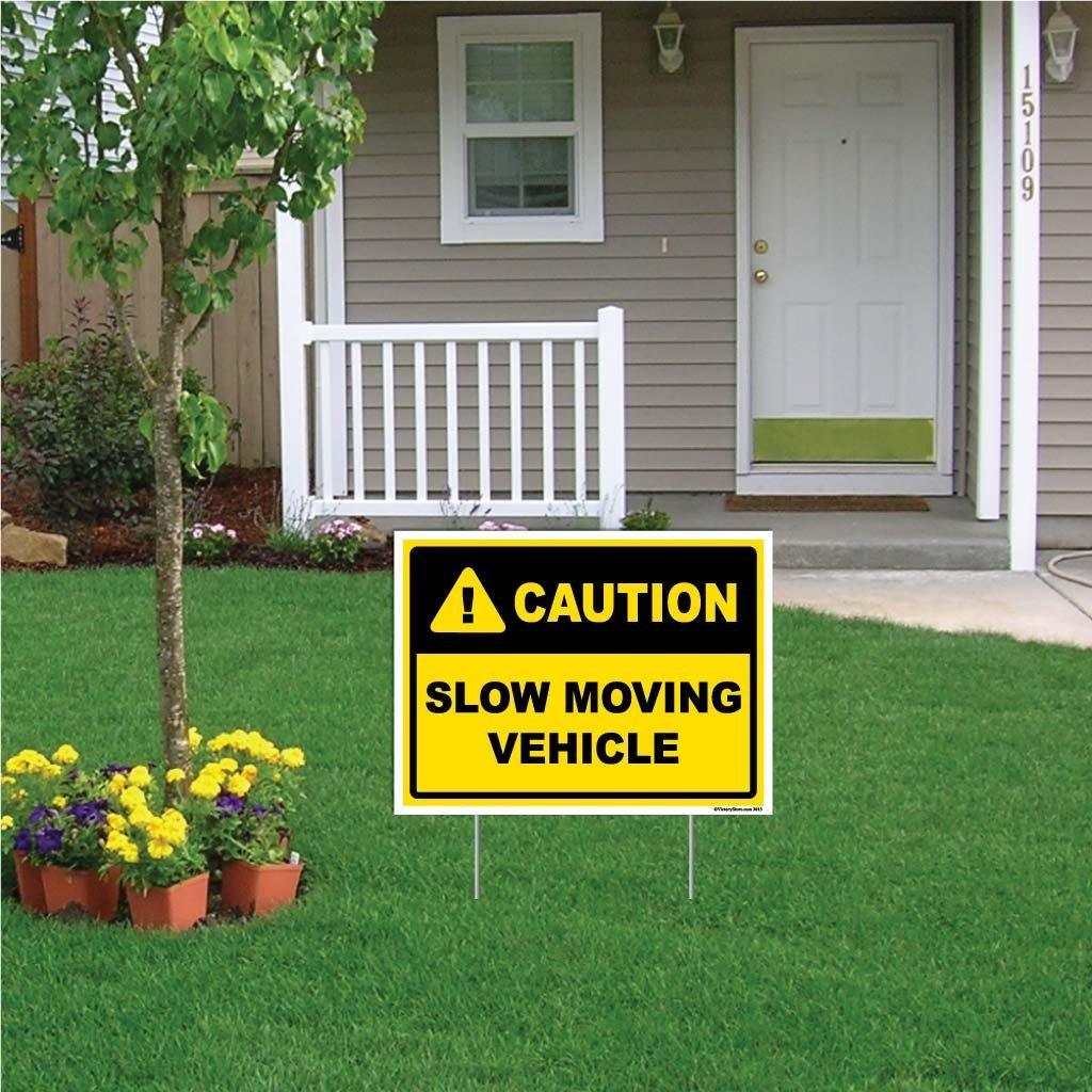 Slow Moving Vehicle Caution Sign or Sticker