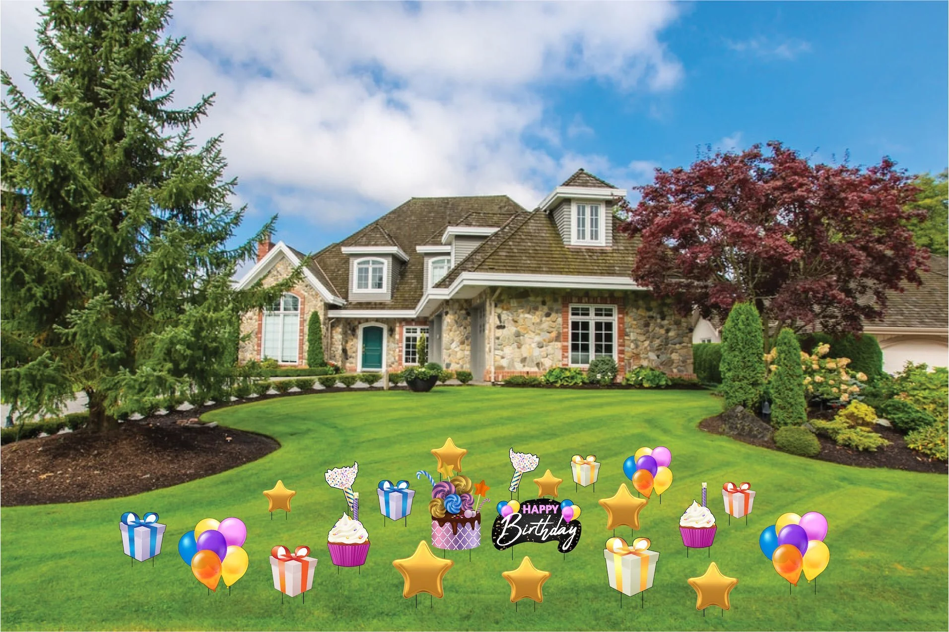 Small Happy Birthday Yard Card 22 Pc Set