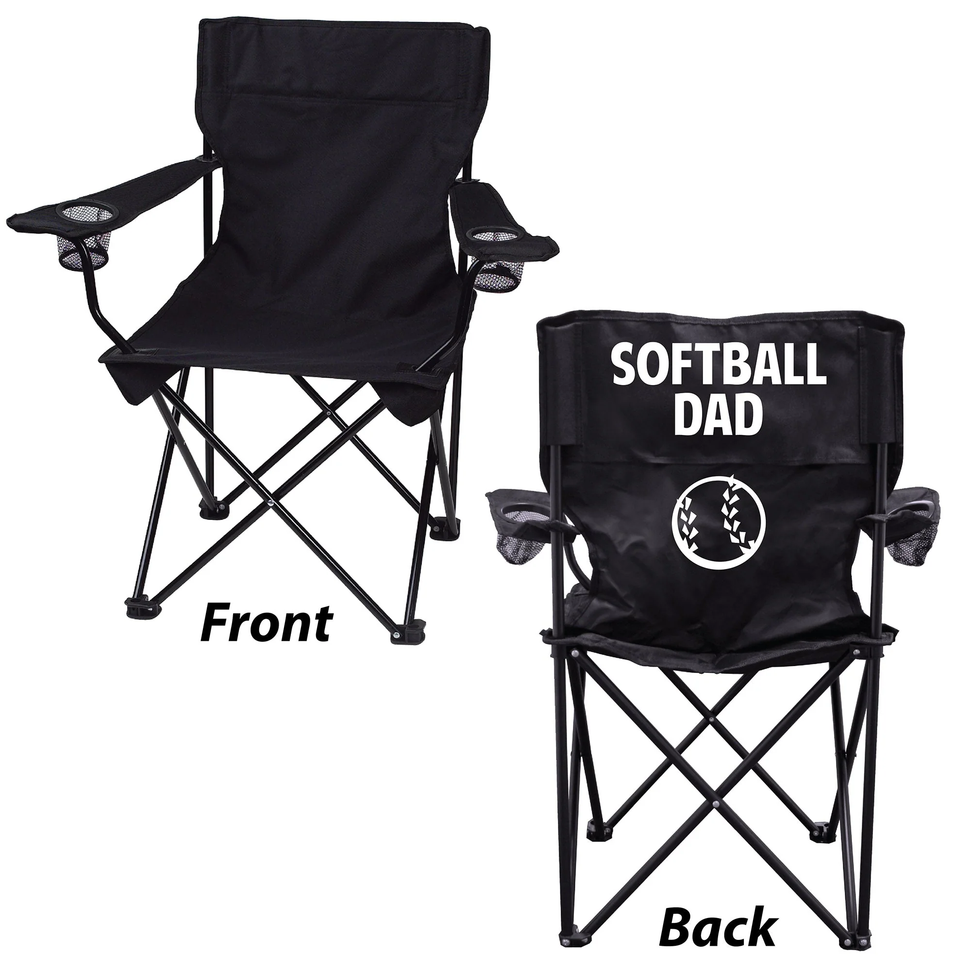 Softball Dad Black Folding Camping Chair - Image 2