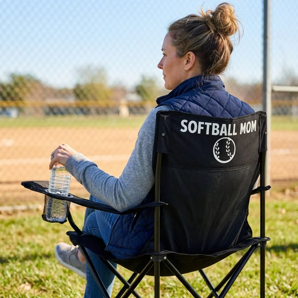 Softball Mom Black Folding Chair - Image 3