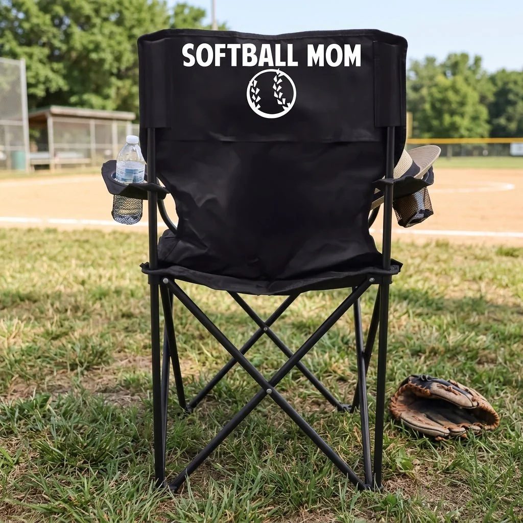Softball Mom Black Folding Chair - Image 4