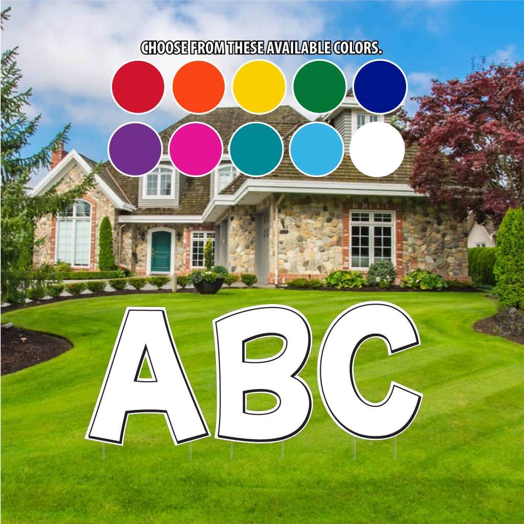 Solid Color with Black Outline 22.75" KG The Last Time Alphabet Yard Letter Set - 26 pcs