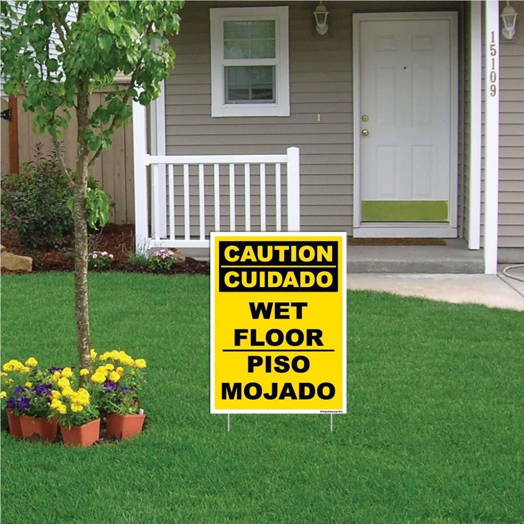 Bilingual Caution Wet Floor Sign or Sticker - Image 3